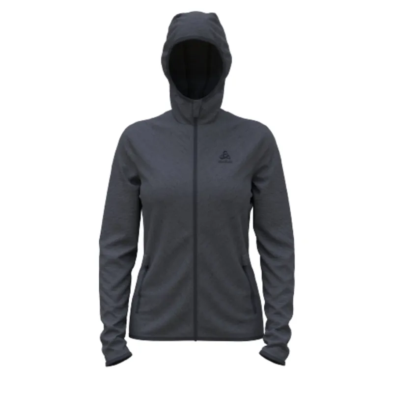 Odlo Women's Roy Mid Layer Hoody Full Zip in Folkstone Gray / India Ink